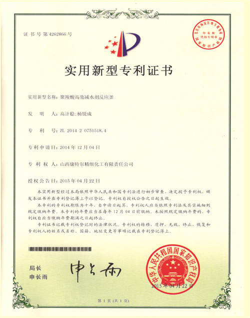 實(shí)用新型專利證書